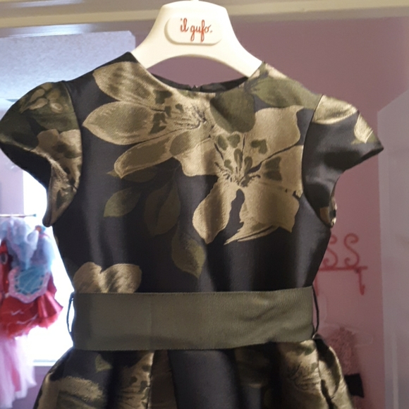 Il Gufo Short Sleeve Floral Dress w/ Sash 6A - Picture 3 of 6